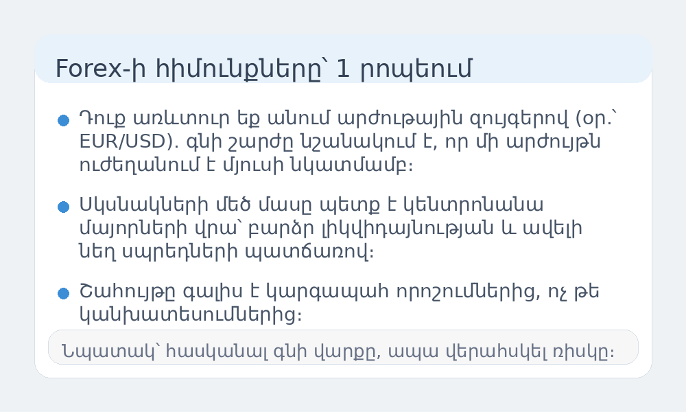 Forex-ի հիմունքների ինֆոգրաֆիկա
