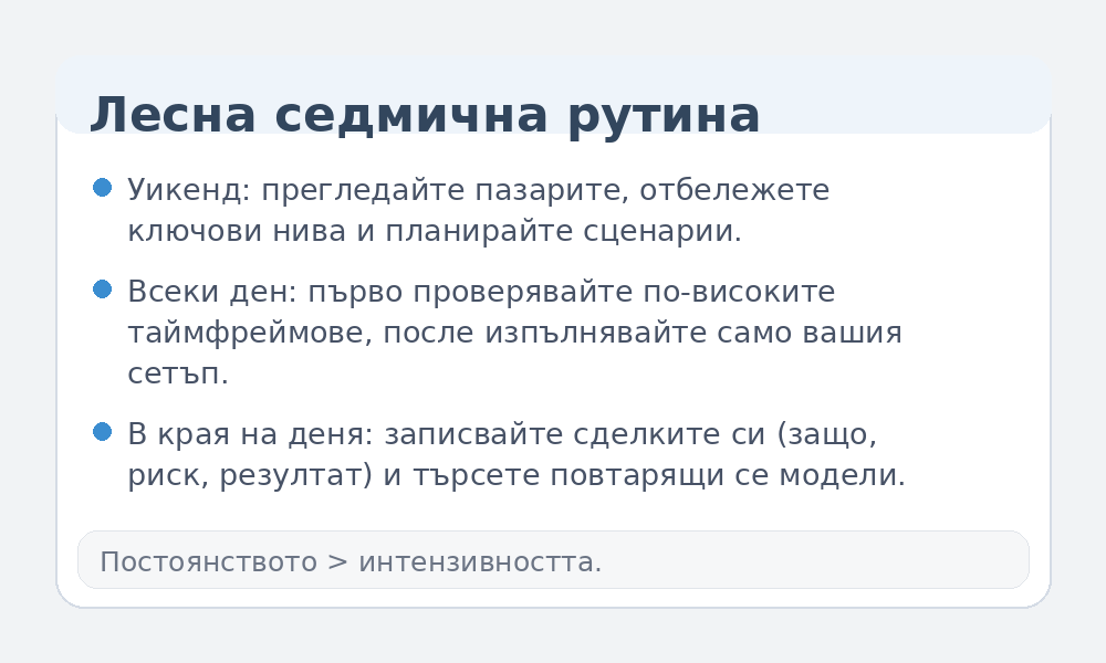 Инфографика за седмична рутина за начинаещи