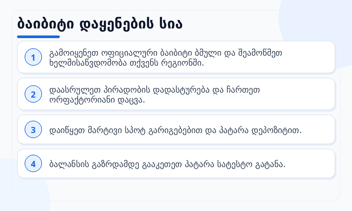 Bybit დაყენების სია