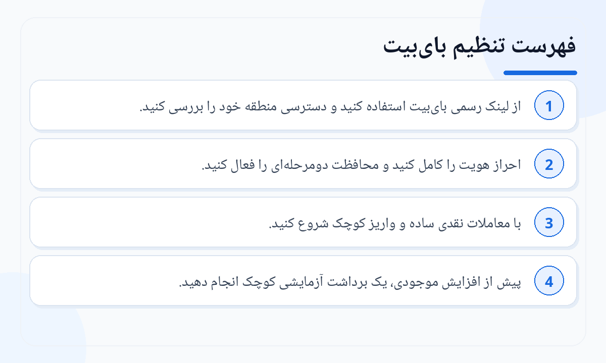 فهرست تنظیم Bybit