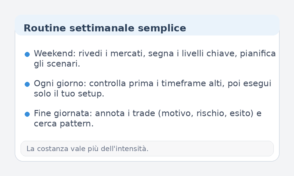 Infografica della routine settimanale per principianti