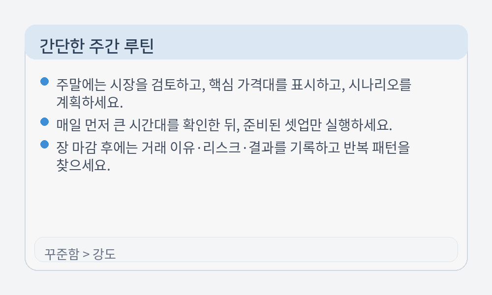 초보자를 위한 주간 루틴 인포그래픽