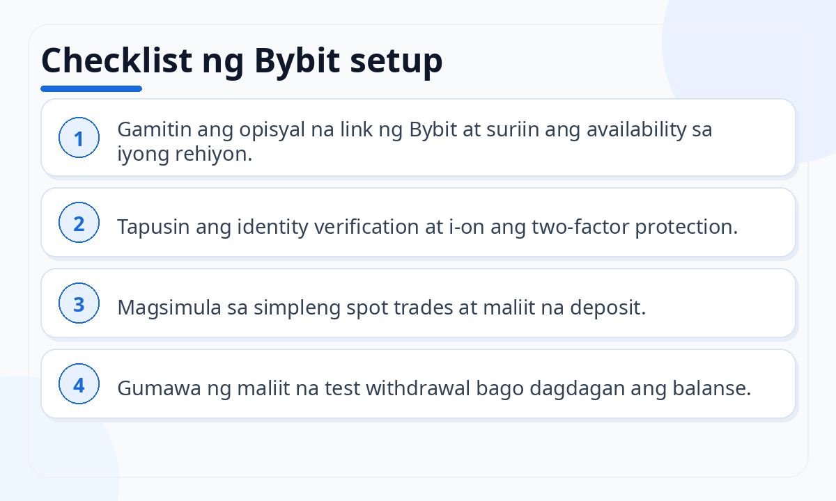 Checklist ng Bybit setup
