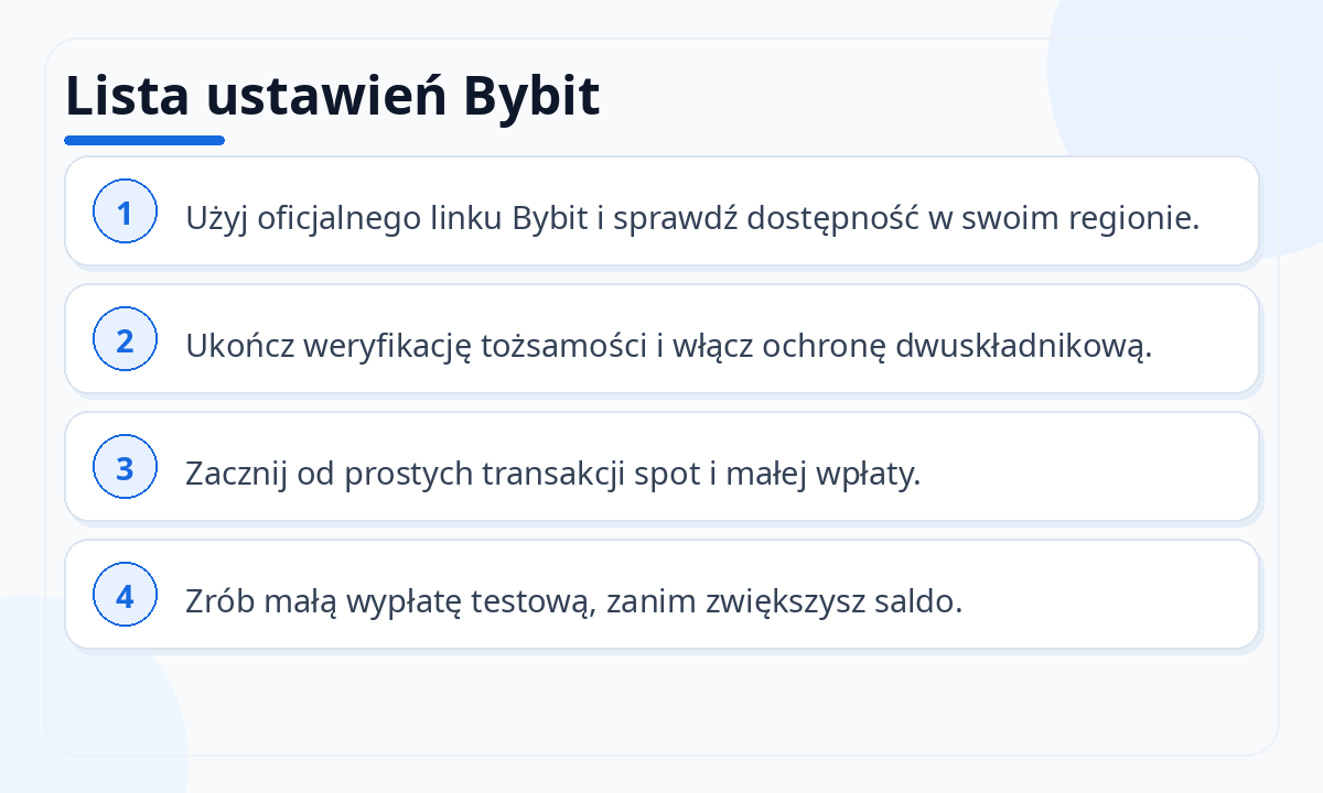 Lista ustawień Bybit