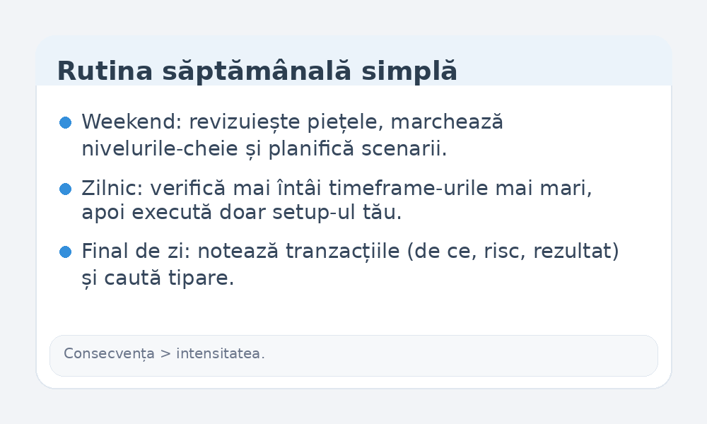 Infografic cu rutină săptămânală pentru începători