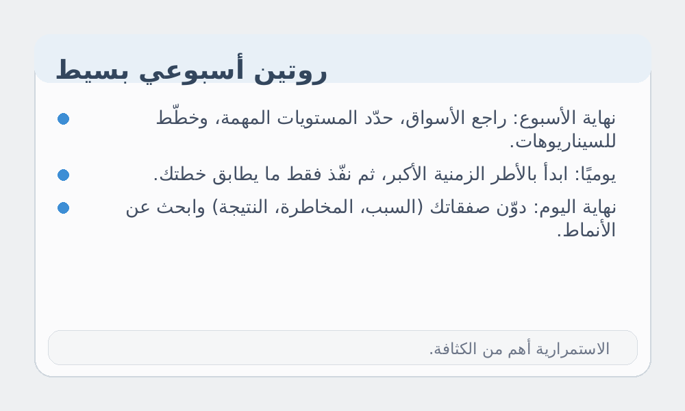 إنفوجرافيك الروتين الأسبوعي للمبتدئين