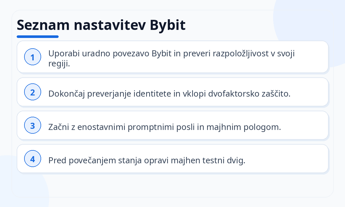 Seznam nastavitev Bybit