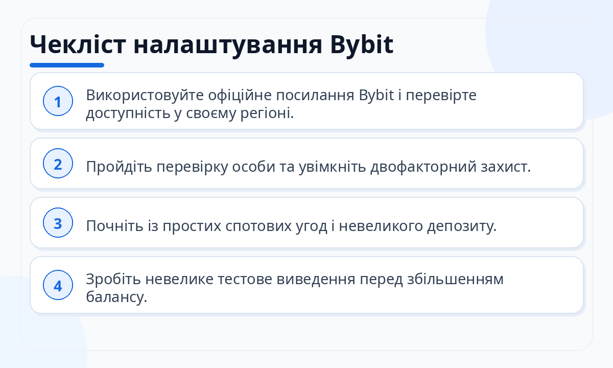 Чекліст налаштування Bybit