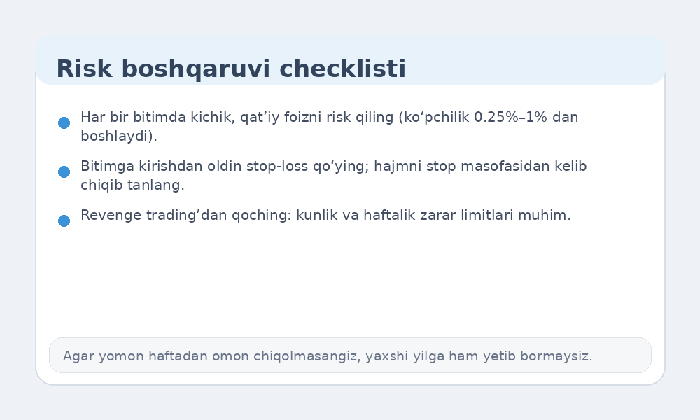 Risk boshqaruvi checklist infografikasi