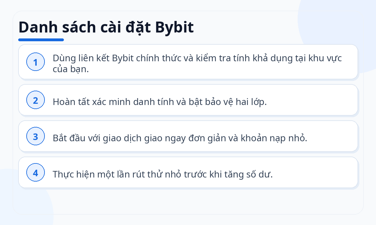 Danh sách cài đặt Bybit